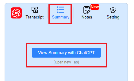 『Summary』のタブを選択し、『View Summary with ChatGPT』をクリックします