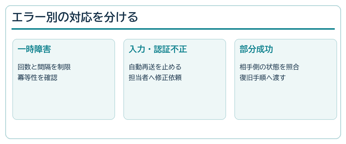 一時障害、入力・認証不正、部分成功を分けた再送判断