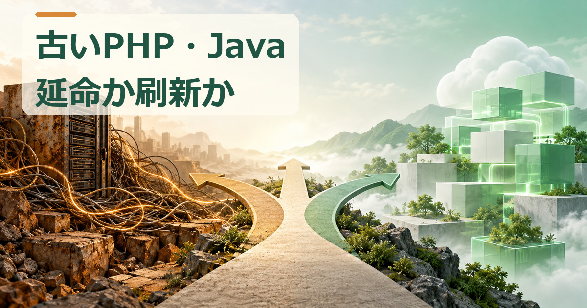 古いPHP・Javaシステムは延命できる？更新・部分刷新・リプレイスの判断基準のイメージ
